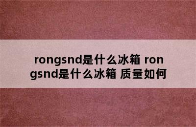 rongsnd是什么冰箱 rongsnd是什么冰箱 质量如何